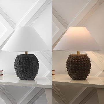 Effie 18.25" Minimalist Scandinavian Ceramic/Iron Hobnail LED Table Lamp